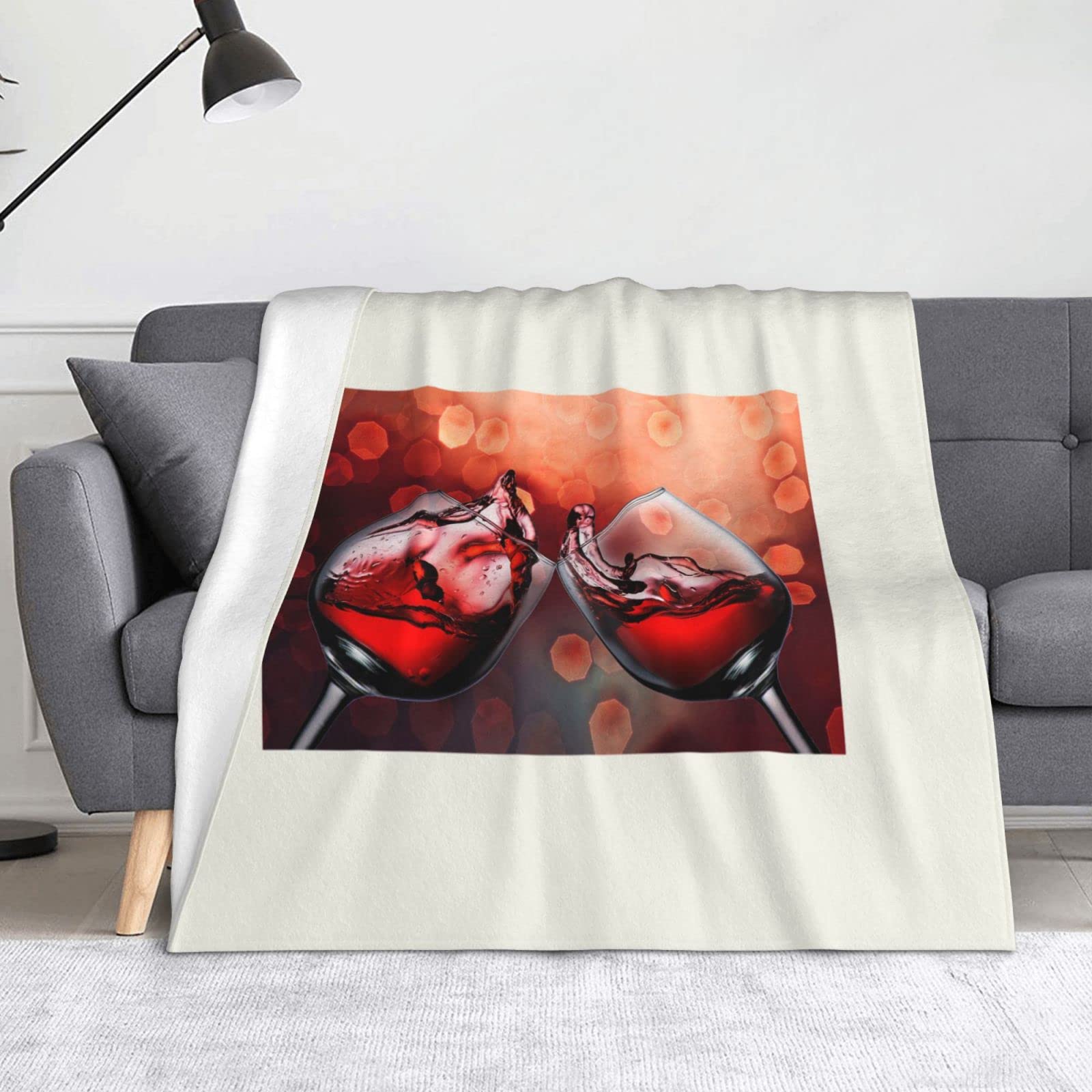 Couverture lit flanelle Red Wine Glass Cheers plaid canapé microfibre confortable