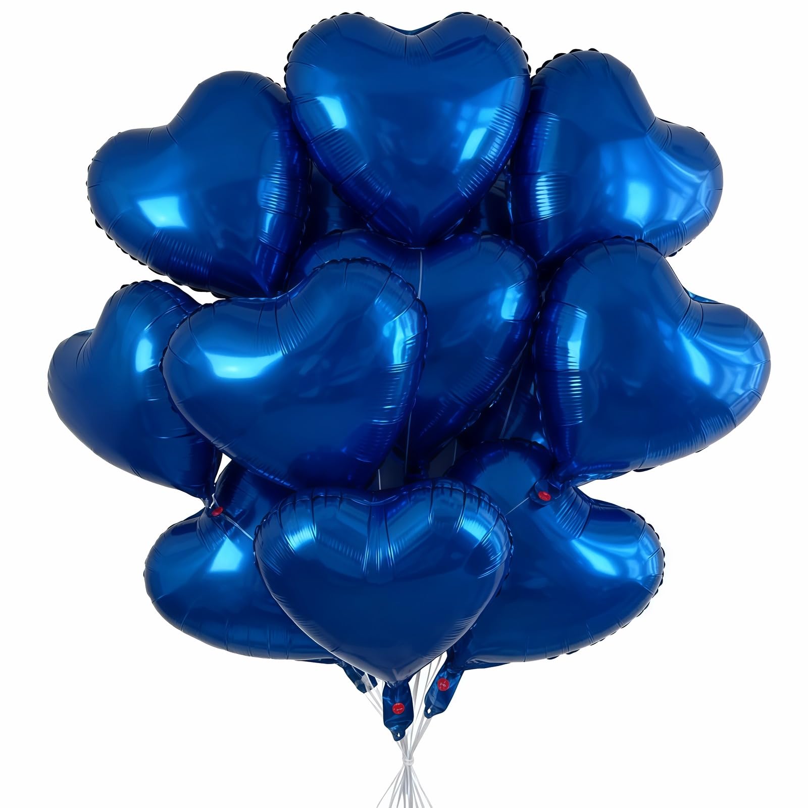 12 Pcs 18 Inch Dark Blue Heart Foil Balloons, Mylar Love Heart Helium Balloons for Wedding, Birthday Party,Valentines Day, Engagement Anniversary Party, Baby Shower Decorations
