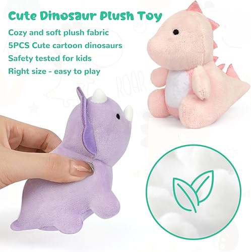 Miniatura 10 de KOPHINYE Animal de peluche de dinosaurio, peluche de dinosaurio rosa de 11.8 pulgadas con un dinosaurio de peluche de dinosaurio bebé, animal de