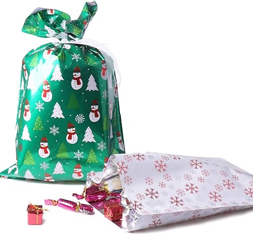 Miniatura 4 de WesGen Bolsas de regalo de Navidad, 40 bolsas de regalo de Papá Noel en 4 tamaños y 4 diseños, con lazos y etiquetas