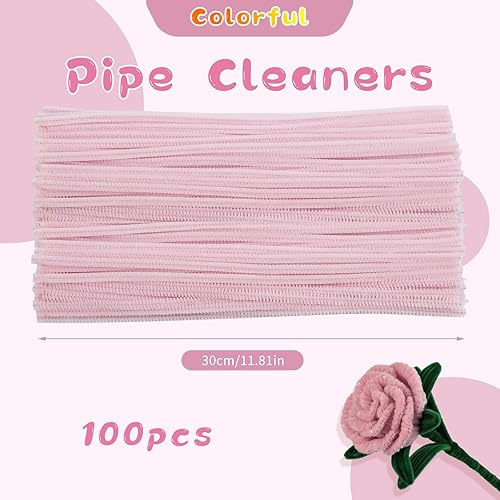 Vista 101 de 100 limpiapipas, limpiapipas para manualidades, creativos para hacer flores, tallos de chenilla, limpiadores de tuberías, flores, suministros