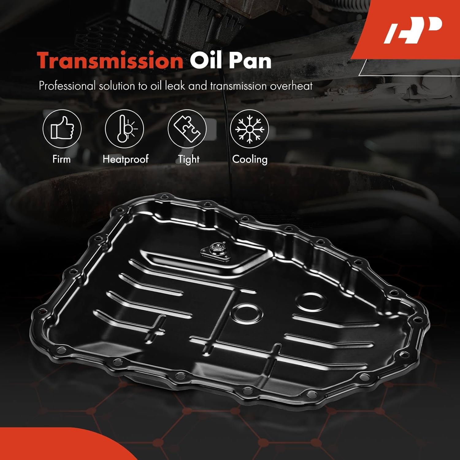 A-Premium Transmission Oil Pan with Drain Plug Compatible with Hyundai Elantra 2007-2012, Kia Soul 2010-2011, Spectra 2004-2009, with 4-Speed Auto Transmission