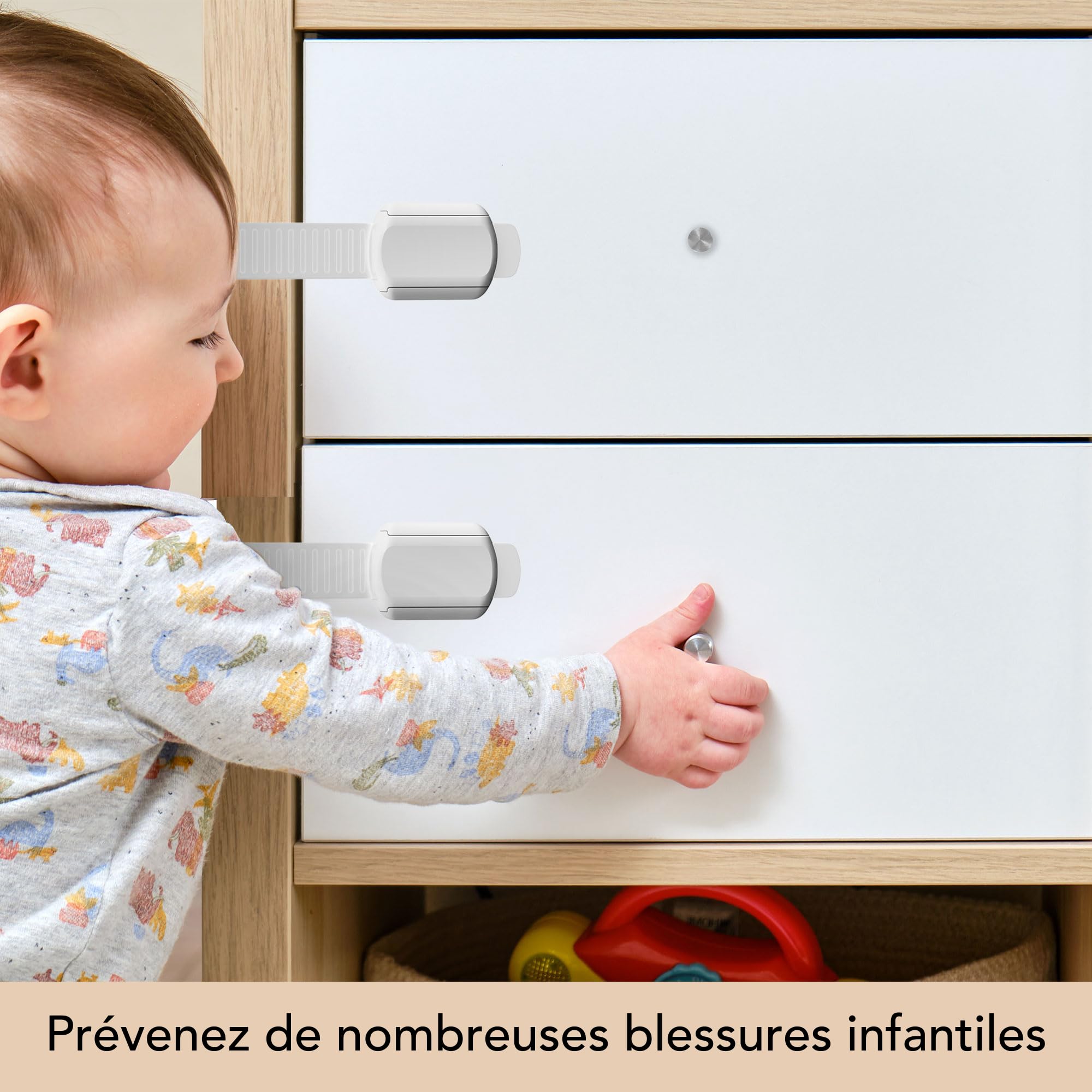 Moonybaby 6 Pièces Serrures Sécurité Enfant Verrouillage Tiroir Placard avec 3M Adhésif Facile à Installer