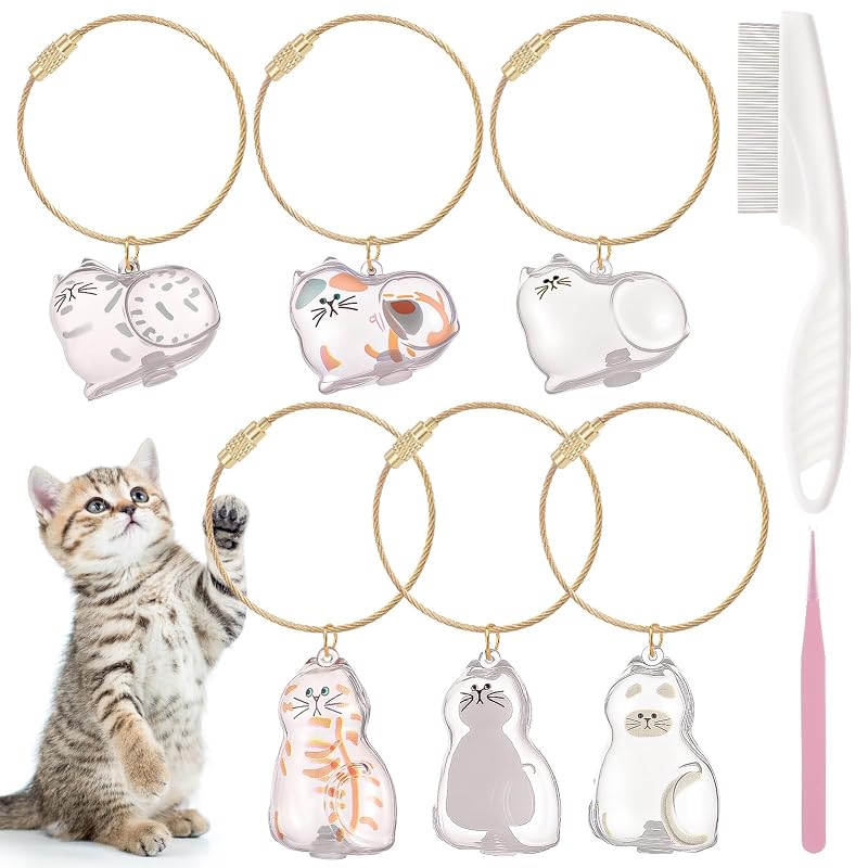 Cápsula Memorial para Armazenar Pelos de Gato com Chaveiro Guiqulai, Pacote com 6 Peças