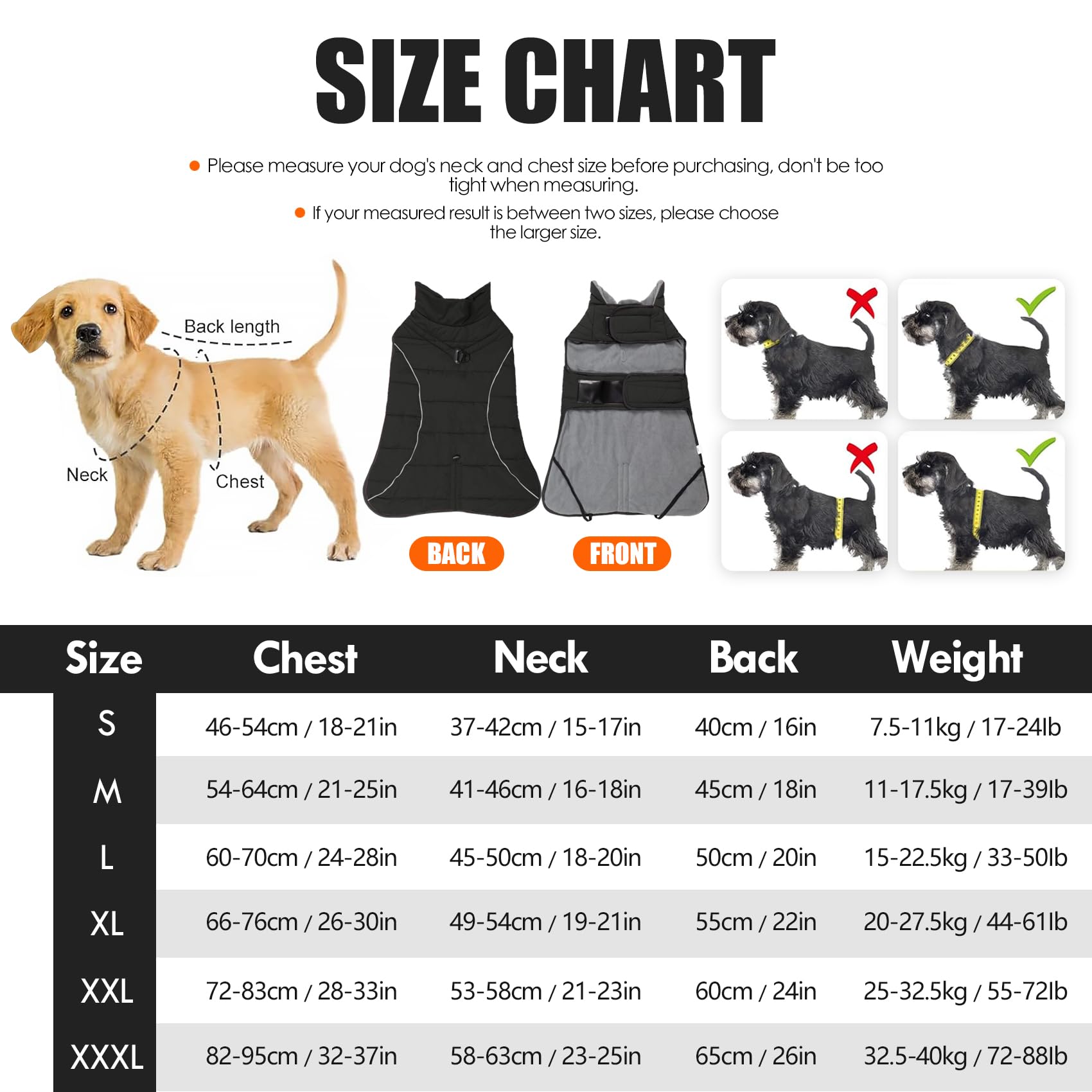 Cappottino invernale impermeabile per cani, foderato in pile, caldo, con strisce riflettenti, anello a D e gilet regolabile, per cani di piccola e grande taglia (nero, XL)