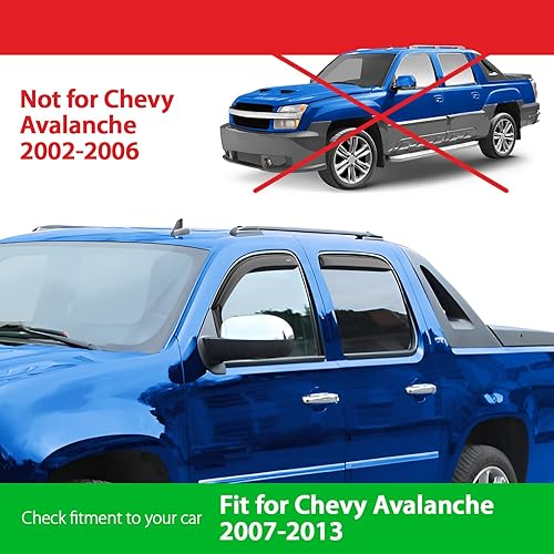 Miniatura 3 de Goodyear Deflectores de ventana inastillables en el canal para Chevrolet (Chevy) Avalanche 2007-2013, protectores de lluvia, viseras de ventana para