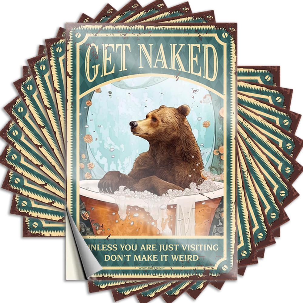 Stuff for Men, Sticker Skate Door Bear Bath Get Naked Unless You are Just Visiting Don’t Make It Weird | Glitter Waterproof Vinyl Stickers(6X9CM)