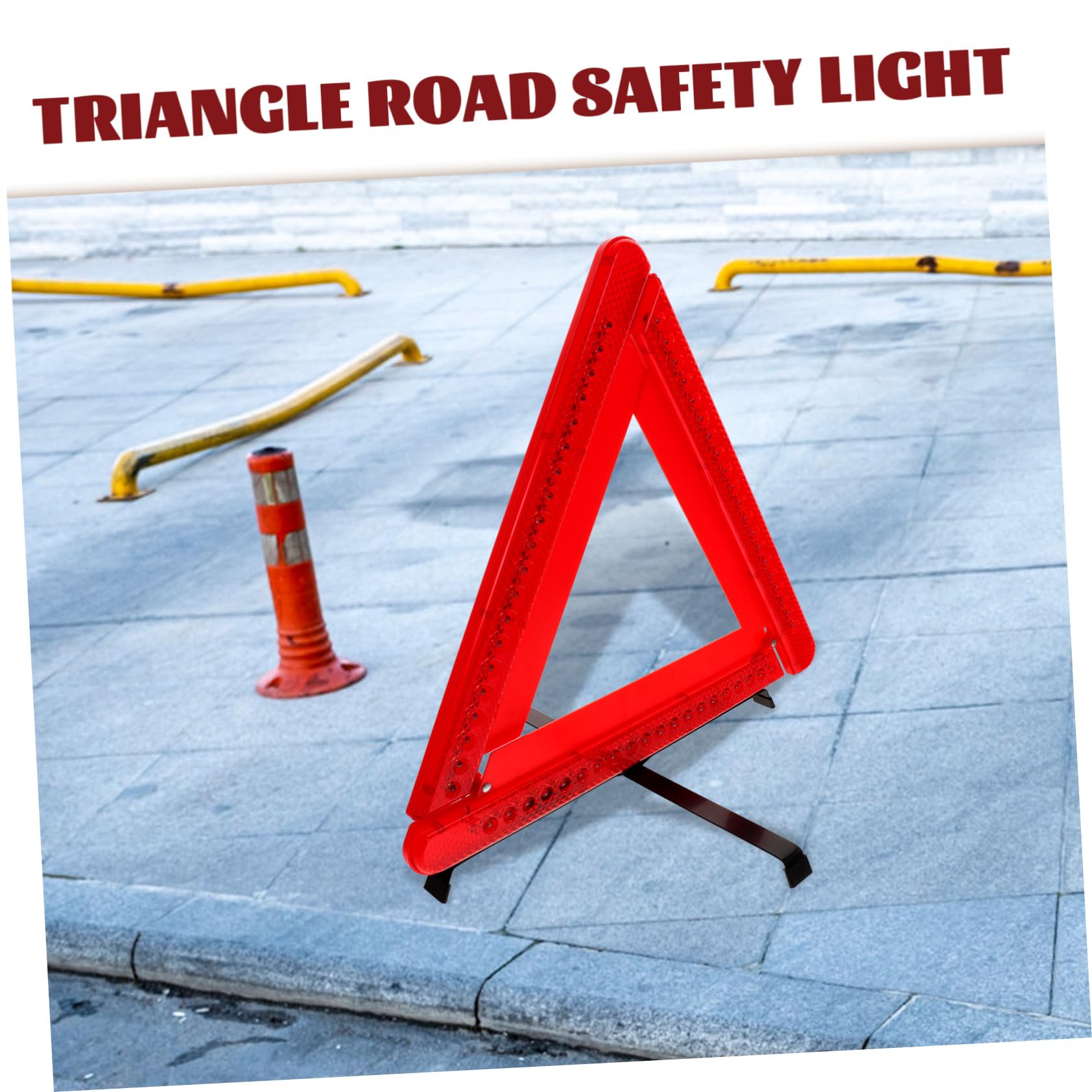 Triangolo Moto Omologato Piccolo Pieghevole, Luce Emergenza Auto a Led, Base Triangolare e Riflettente, per Sicurezza Stradale Notturna,