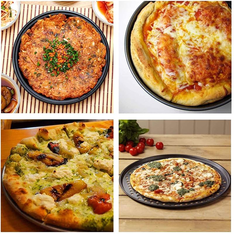 Bandeja Antiadherente para Pizza, Bandeja para Hornear con Agujeros, Redonda, Honda, Molde para Hornear, Horno, Utensilios de Cocina para el hogar, Pizza de Acero (32 cm)