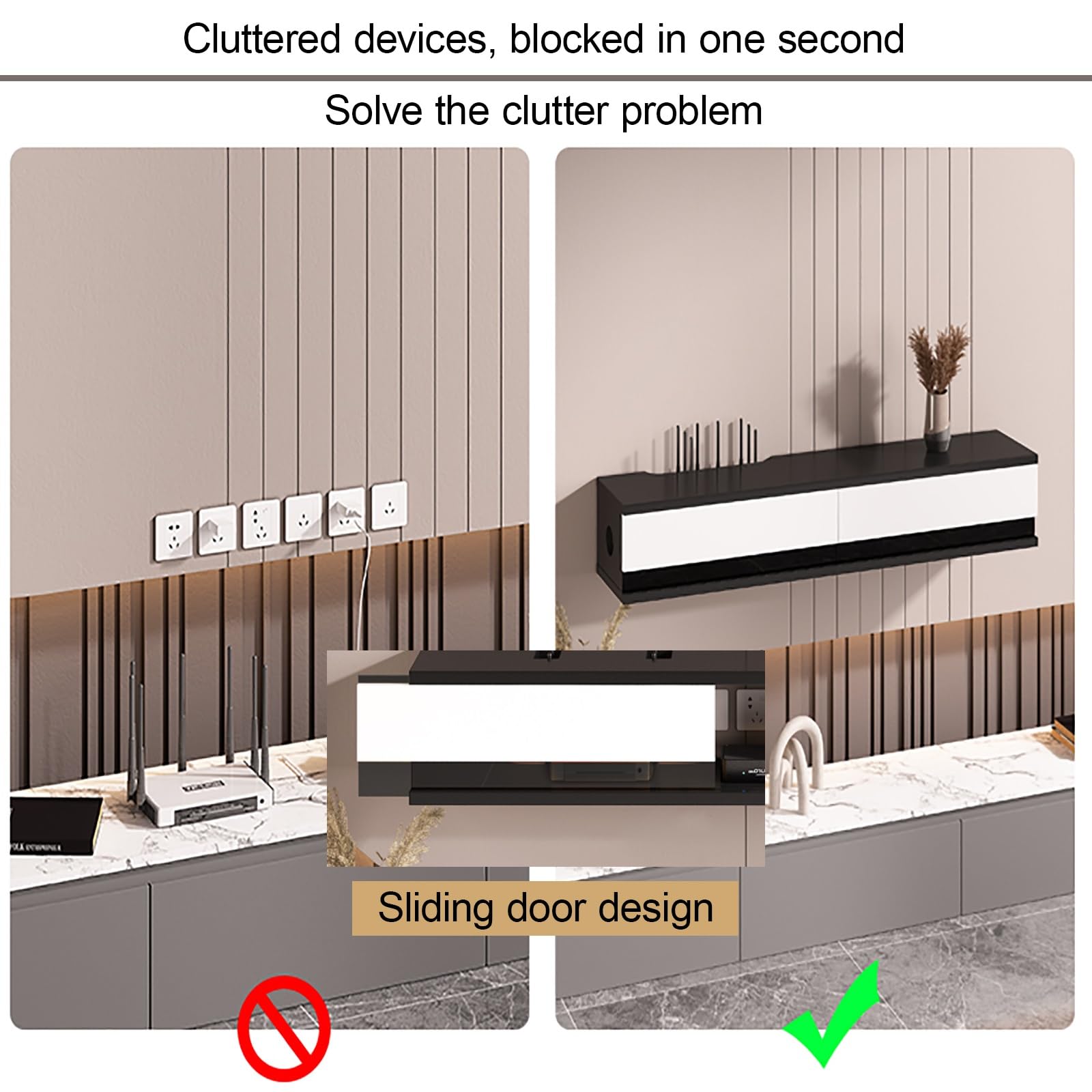 Wandmontierter WLAN-Router-Verstecker, Konsolenregal mit Tür, Kabel-Organizer, keine Montage erforderlich, perfekt für Zuhause und Büro
