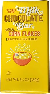 Trader Joe Milk Chocolate Bar with Corn Flakes, Imported from Belgium, 6.3 ounces (180 grams