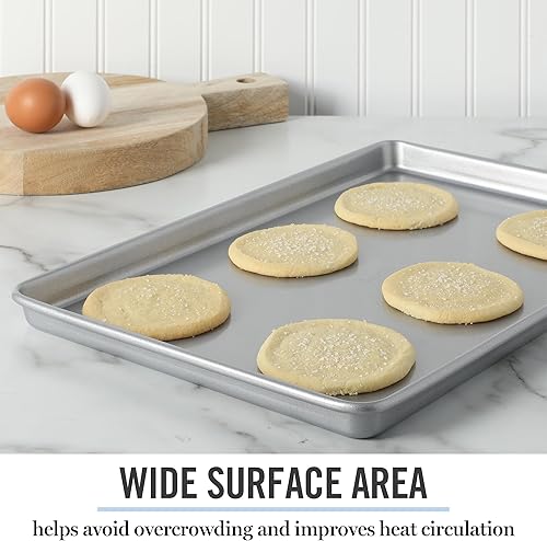 Miniatura 7 de Martha Stewart Gallen - Hoja de galletas antiadherente de acero al carbono, 17 x 11 pulgadas, color plateado