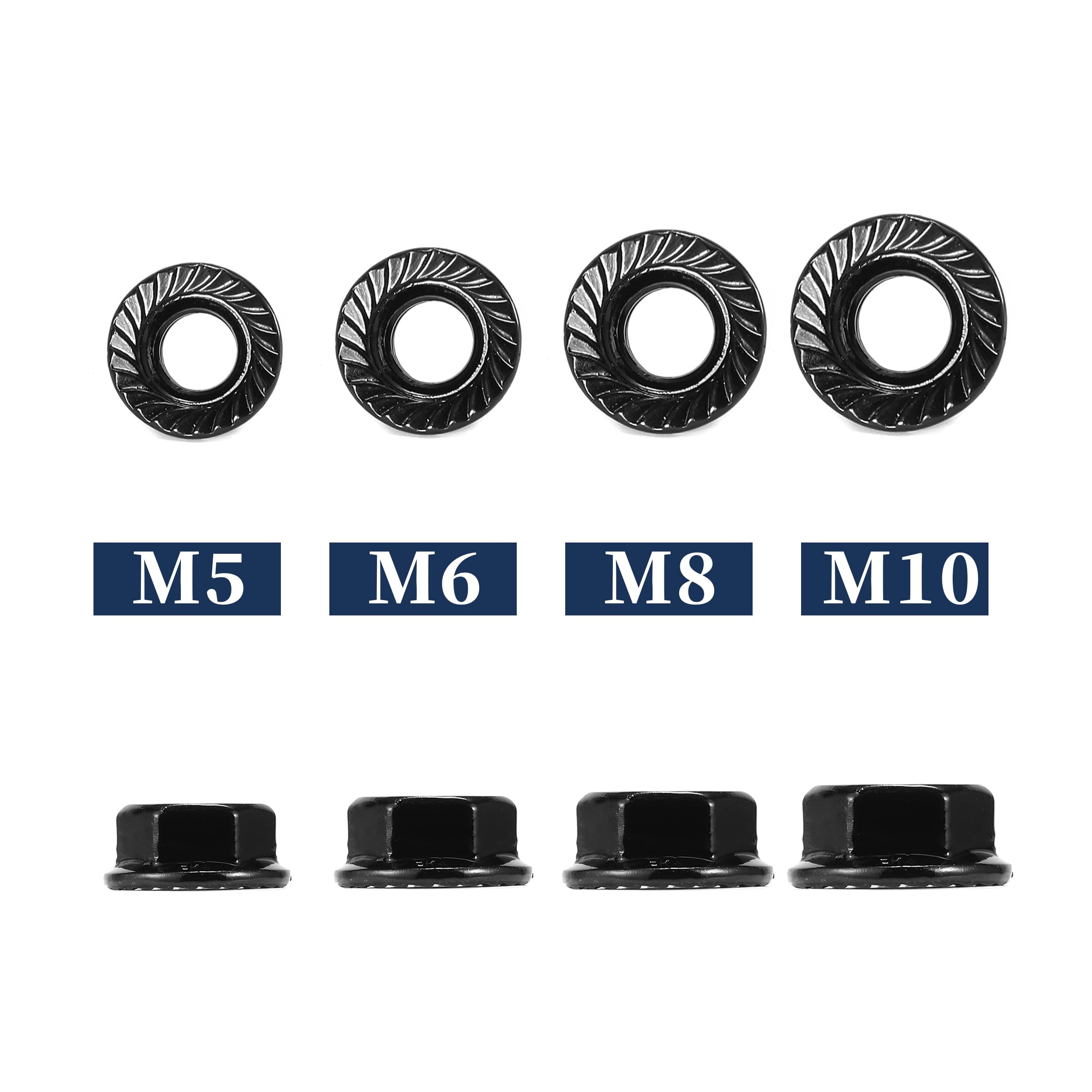 Stainless Steel 304 Flange Nuts M5 X 0.8 Serrated Flange Lock Nuts - Stainless Steel 304, Bright Finish (Pack Of 100) Serrated Hex Lock Nuts 100 Pack