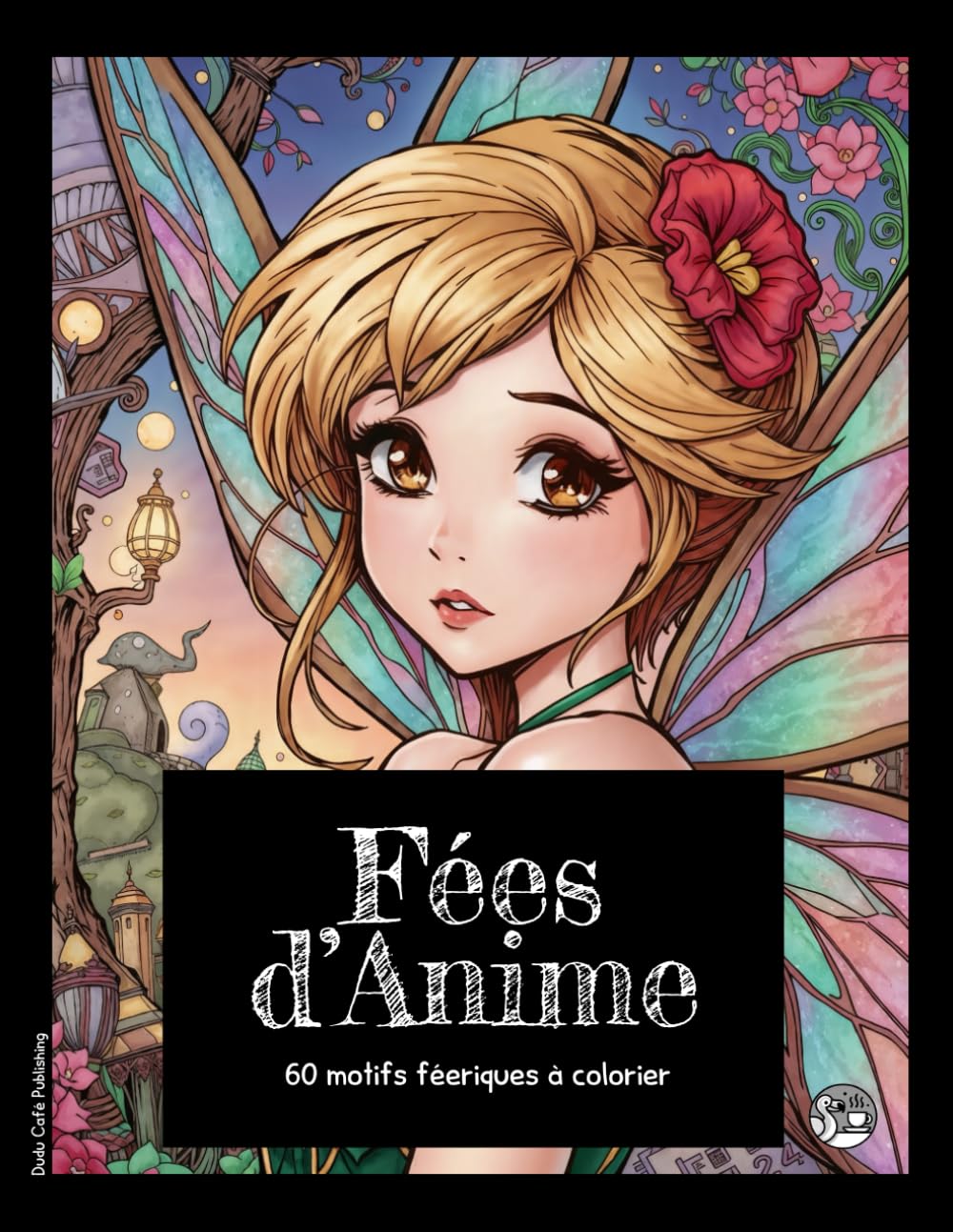 Fées d’Anime • Livre de coloriage • 60 motifs féeriques à colorier (Édition Noire): Coloriage pour adultes et ados, avec 60 pages de fantasy magique ... les rêveuses et les artistes #duduquests