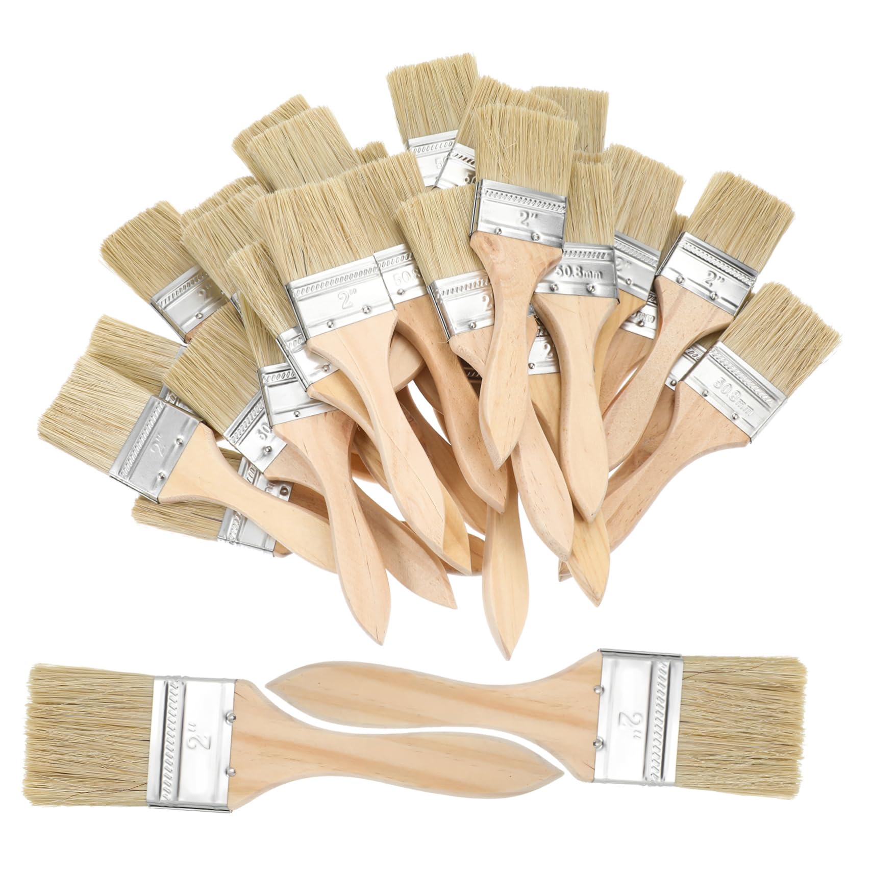 NUOBESTY 30pièces Lot de Pinceaux à Manche avec Pinceau à Vernis pour Peindre Les Murs Clôtures Pinceau Plat pour Finition Intérieure Et Extérieure