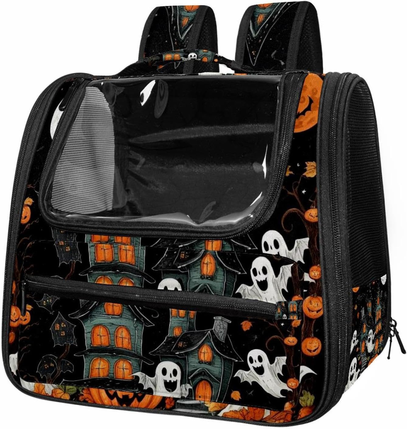 Portable Travel pet Backpack Carrier Hamster Bag Small Dog cat Carrier Breathable Hang Bag, Cute Vector Set with Halloween Illustrations 2_129