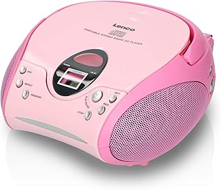 Lenco SCD-24 - Radio FM estéreo con reproductor de CD y antena telescópica, color rosa