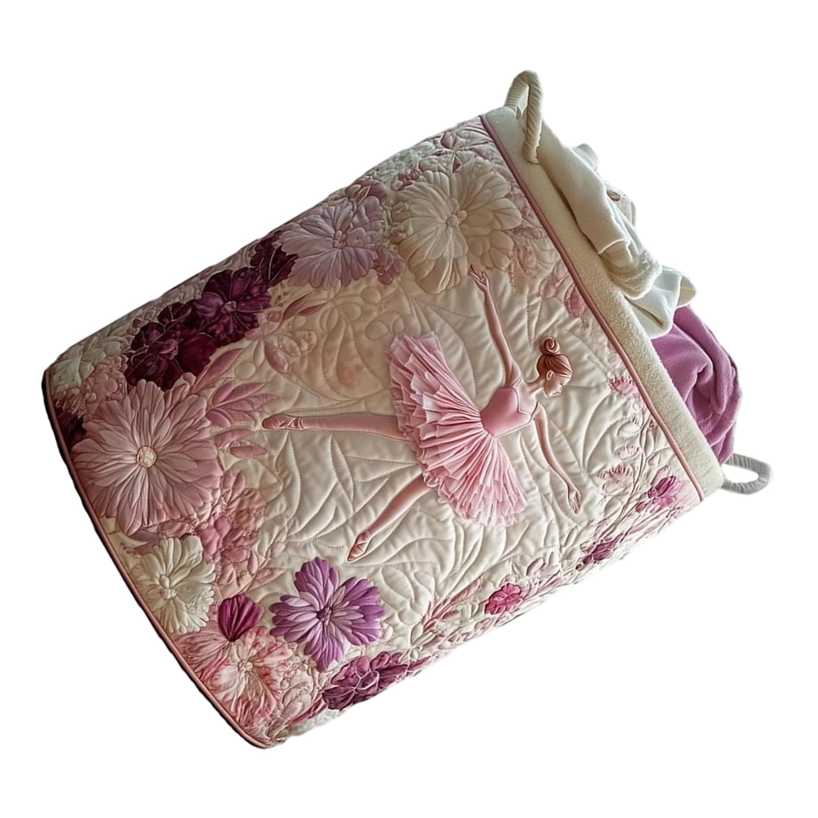TFAOYS Retro Floral Quilted Laundry Basket with Sturdy Handles Household Storage Bag for Easy Carrying and Home Storage Retro Blossomy Laundry Hamper