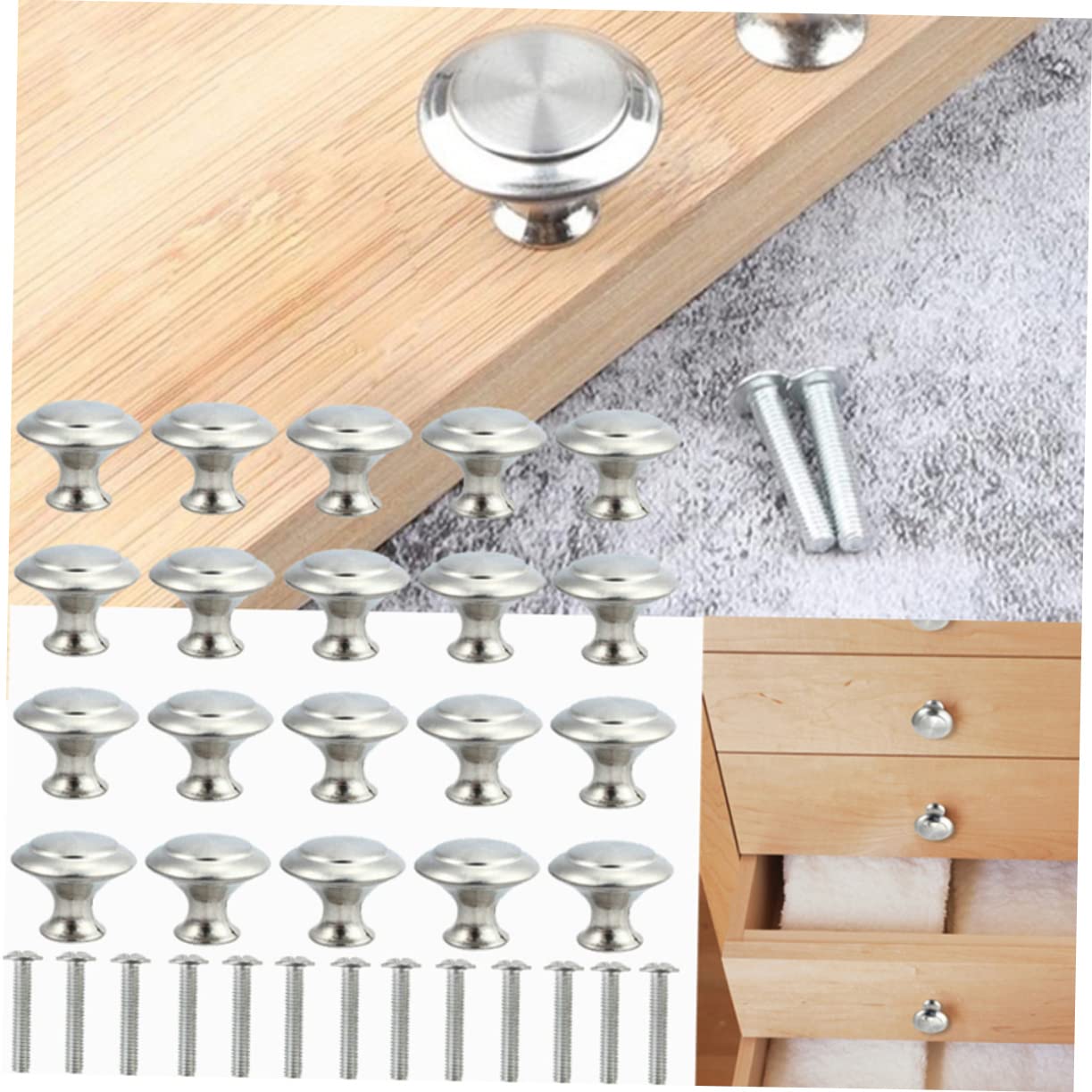 DOITOOL 304 Stainless Steel Drawer Knobs Brushed Nickel Cabinet Door Pulls Single Hole Kitchen Drawer Pulls Modern Cupboard Handles Easy Install