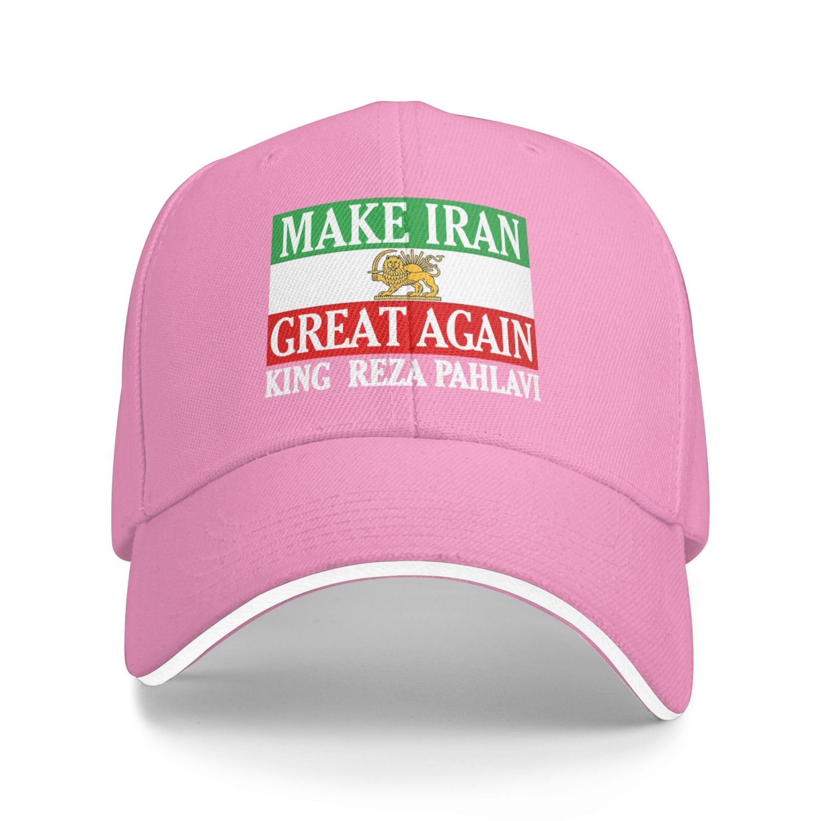 Hlbsdm Unisex Pink Miga King Reza-Pahlavi Hat Make Iran Great Again Hat Trucker Cap For Men Women Red