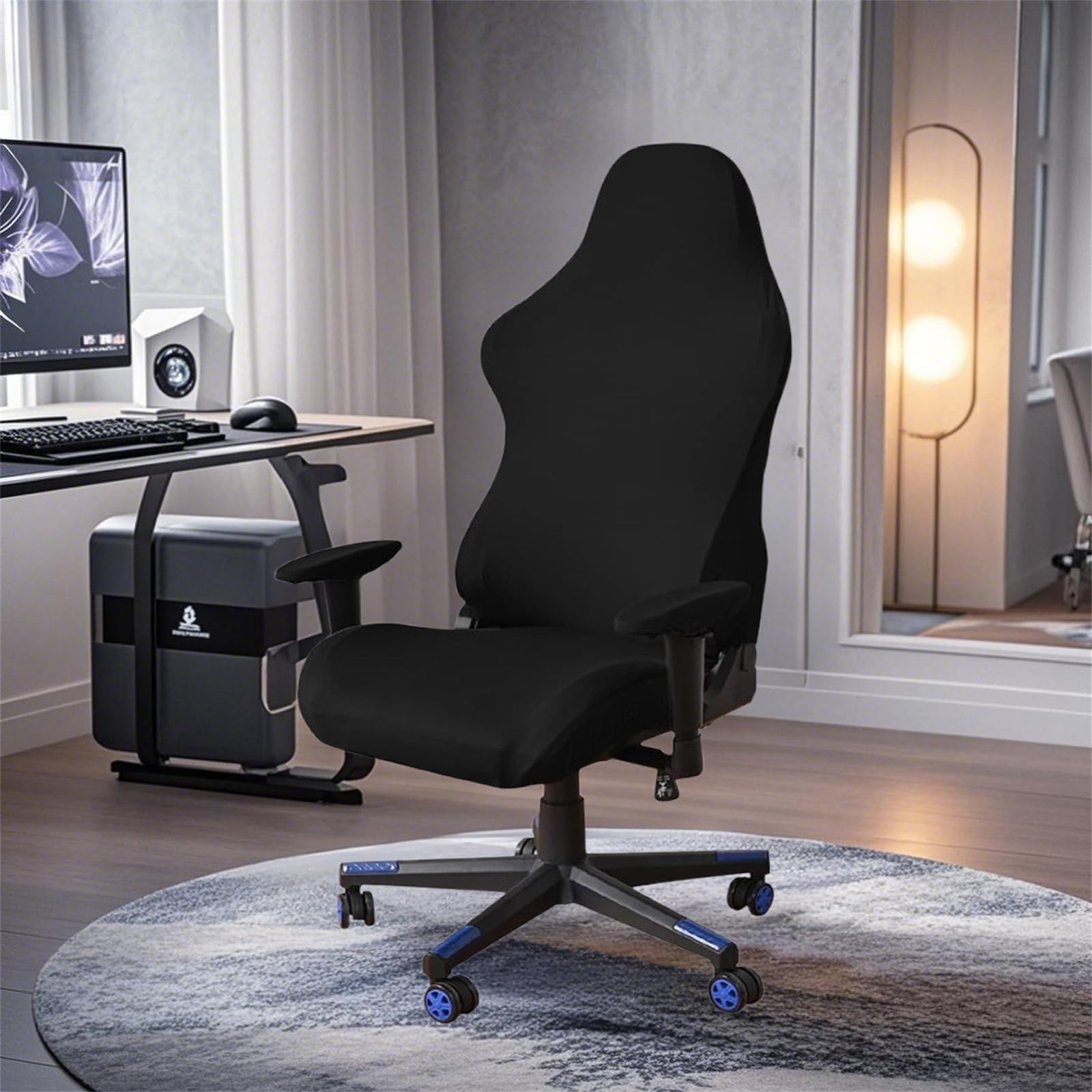 YOPOIY Gaming Chair Cover With Armrest Cover Leather Stretch Gaming Chair Seat Cover For Computer Reclining Racing Removable Game Chair Cover -black - View #8