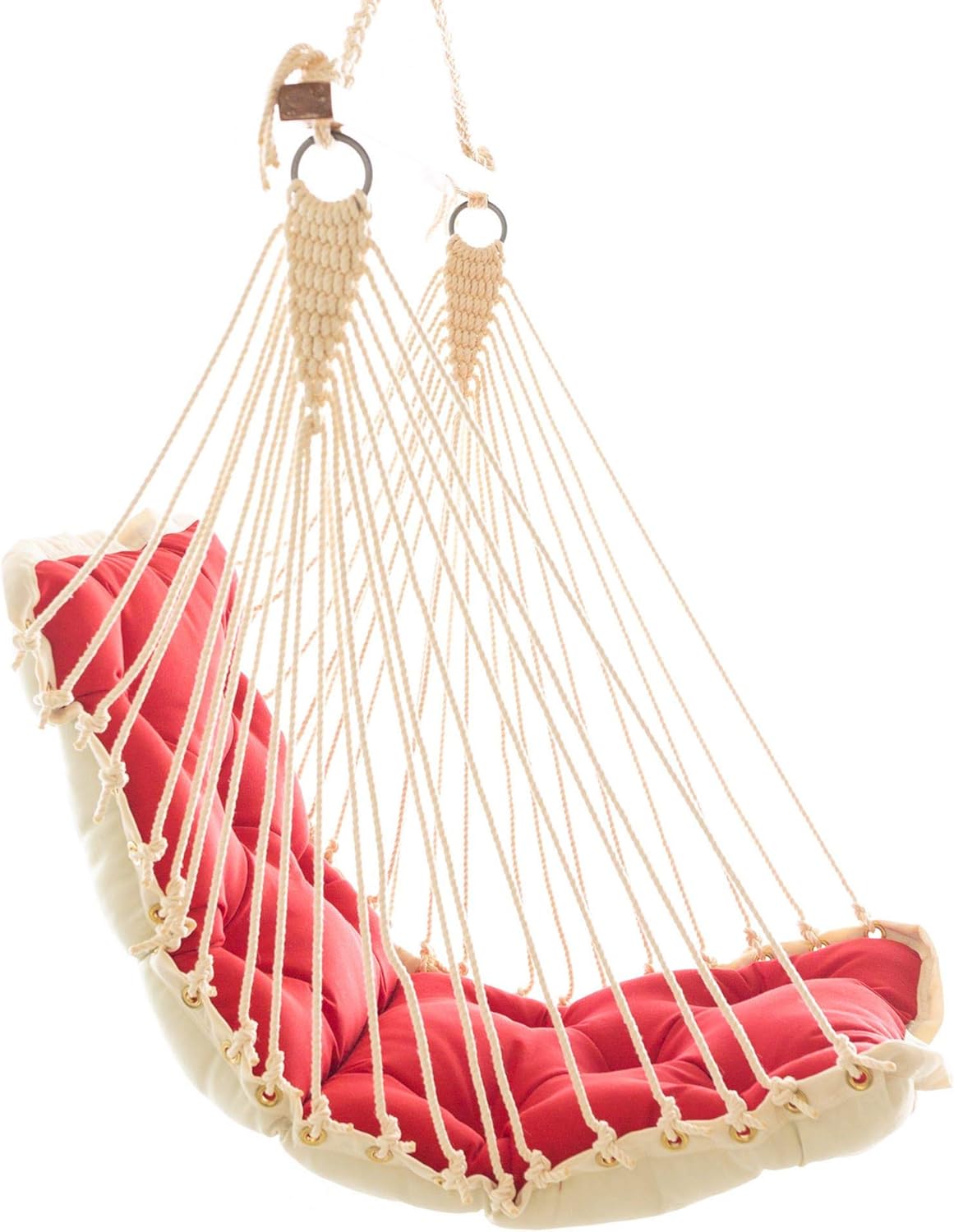 Nags Head Hammocks Jockey Red Sunbrella Tufted Single Swing – 24 in. x 24 in., 350 lb Capacity, Cumaru Spreader Bar, Indoor & Outdoor Use, Handcrafted in The USA