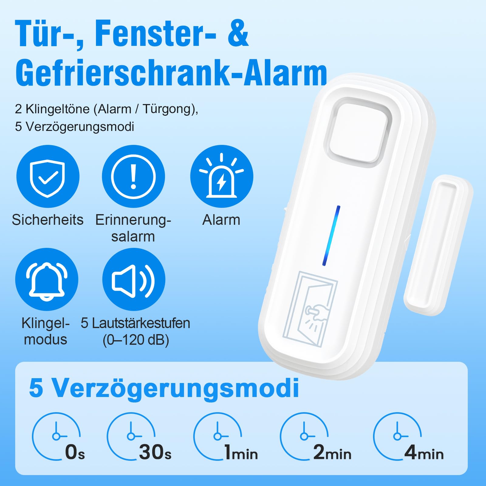 SanJie Alarma de puerta y ventana, juego de 2 alarmas de puerta con mando a distancia, alarma de puerta/tecnología de seguridad, protección contra robos con sistema de alarma de seguridad para el