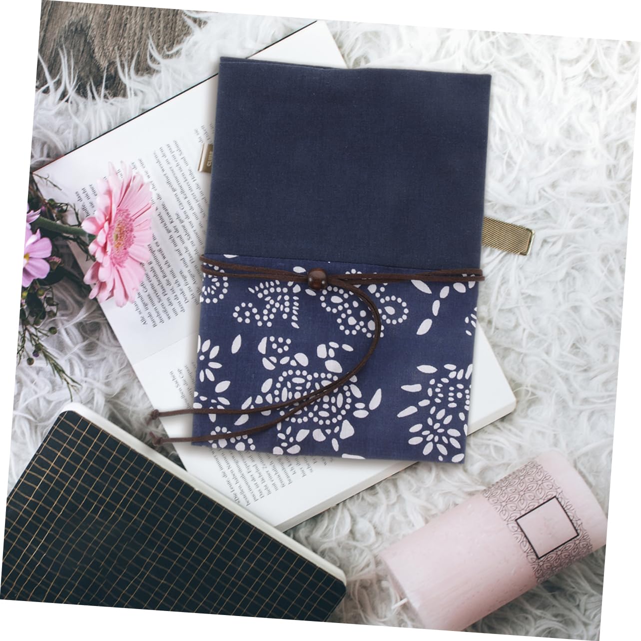 5 Stück Bucheinbandschutz aus tintenblau gefärbtem Stoff Tissue-Boxen Handel ornamentale Buchdekoration Bandspender Bücher abdeckung für bezug Buchcover für Studenten Buchhüllen
