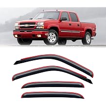 in-Channel Rain Guards for 2001-2007 Chevy Silverado & GMC Sierra 1500/2500/ 3500 Crew Cab, Window Visors Vent Deflector Shade Smoke for 02-06 Chevy Suburban/GMC Yukon XL/Escalade EXT/Avalanche