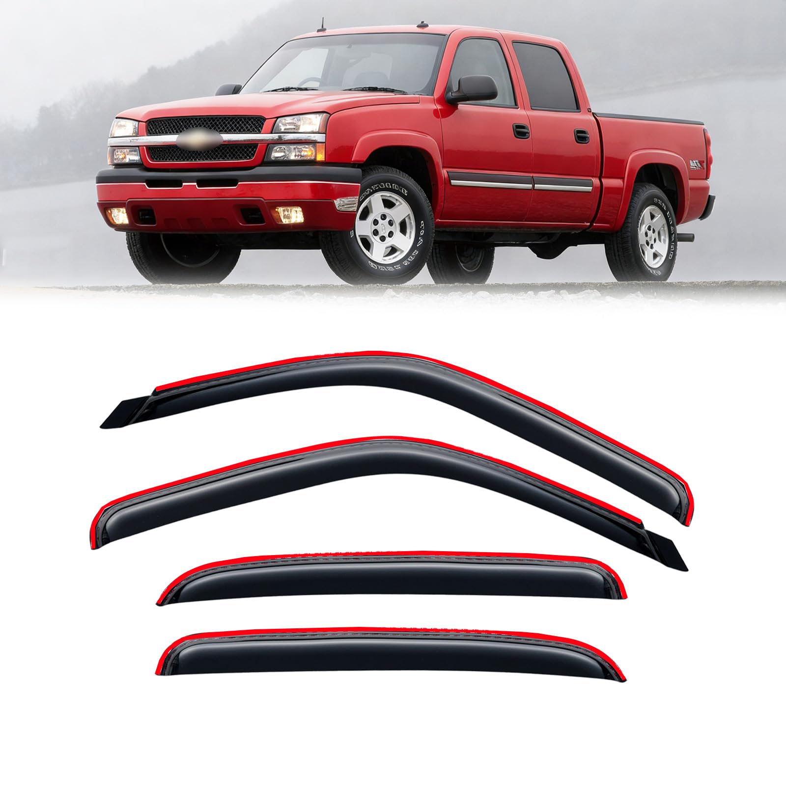 Photo 1 of in-Channel Rain Guards for 2001-2007 Chevy Silverado & GMC Sierra 1500/2500/ 3500 Crew Cab, Window Visors Vent Deflector Shade Smoke for 02-06 Chevy Suburban/GMC Yukon XL/Escalade EXT/Avalanche