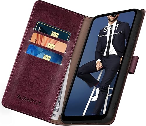 Miniatura 4 de SUANPOT Funda tipo cartera para Samsung Galaxy A03S Bloqueo RFID Soporte para tarjetas de crédito, libro de folio con tapa de cuero PU Funda a