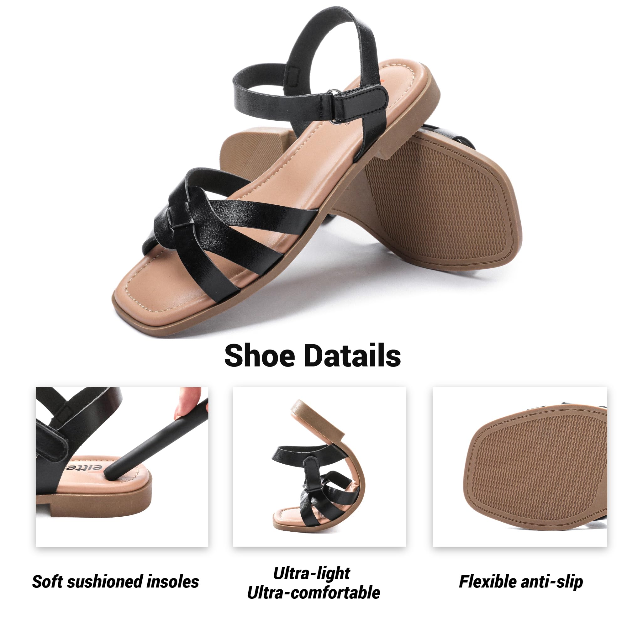 Veittes Sandali piatti scorrevoli da donna - Sandali piatti intrecciati casual da donna Scarpe estive.