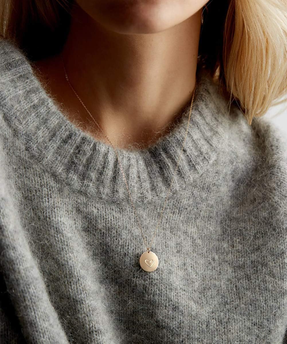 MOMOL Gold Initial Necklace 18K Gold Plated Stainless Steel Coin Engraved Heart Letter Necklace Name Necklace for Women - Image 8