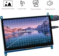 LAFVIN 7" IPS LCD Érintőképernyős Monitor 1024x600 Kapacitív Kijelző HDMI Csatlakozással Raspberry Pi, Windows 10/8/7 Rendszerekhez 4