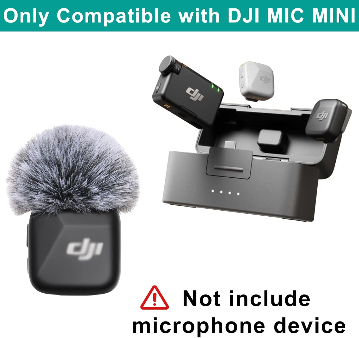Microphone Windscreen for DJI MIC MINI (2024) Wireless Microphone Furry Wind Muff Accessories (4 Packs-Grey) image 2