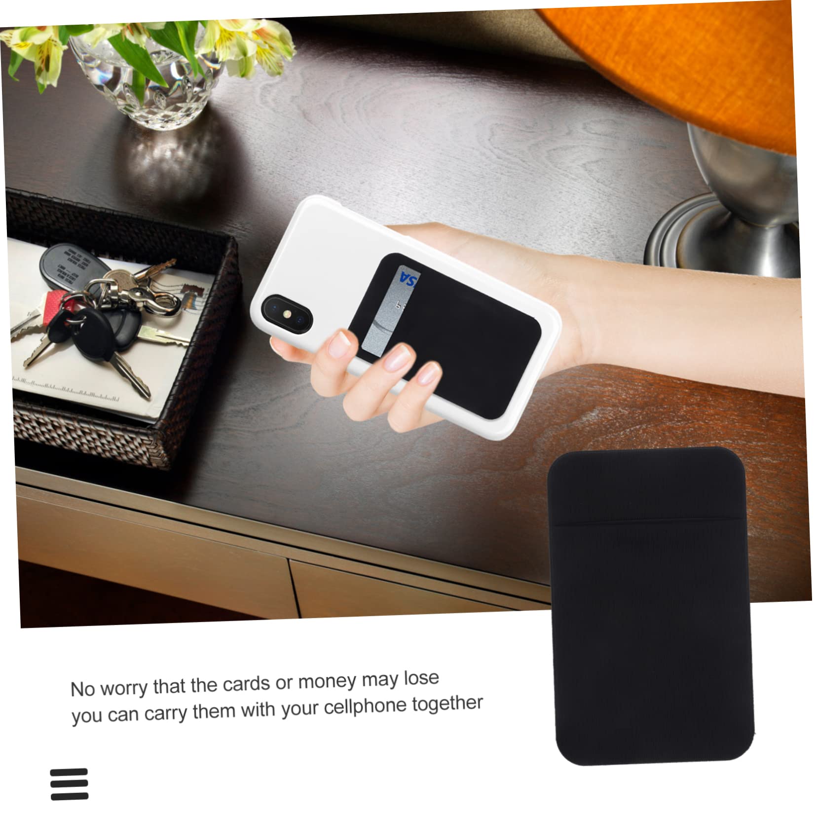 Gatuida 10pezzi Portacarte Adesivi Per Smartphone Ultra Sottile Per Telefono Wallet Per Id Design Antiscivolo Nero
