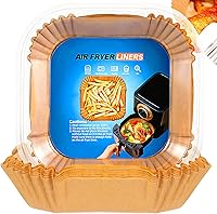 Vista 8 de 100 piezas de forros de papel desechables para freidora de aire, aptos para freidoras de aire de 3-5QT, papel de pergamino antiadherente, papel