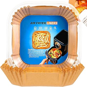 100PCS Air Fryer Paper Liners, Disposable Non-Stick Air Fryer Parchment Paper Fit 4-8QT Air fryer Basket Oil Resistant, Waterproof Baking Paper Roasting Microwave (Square,8 Inch)