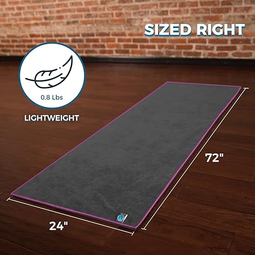 Miniatura 8 de Toalla de yoga de microfibra antideslizante para esterilla de yoga, toalla de yoga caliente para sudor y agarre, 24 x 72 pulgadas