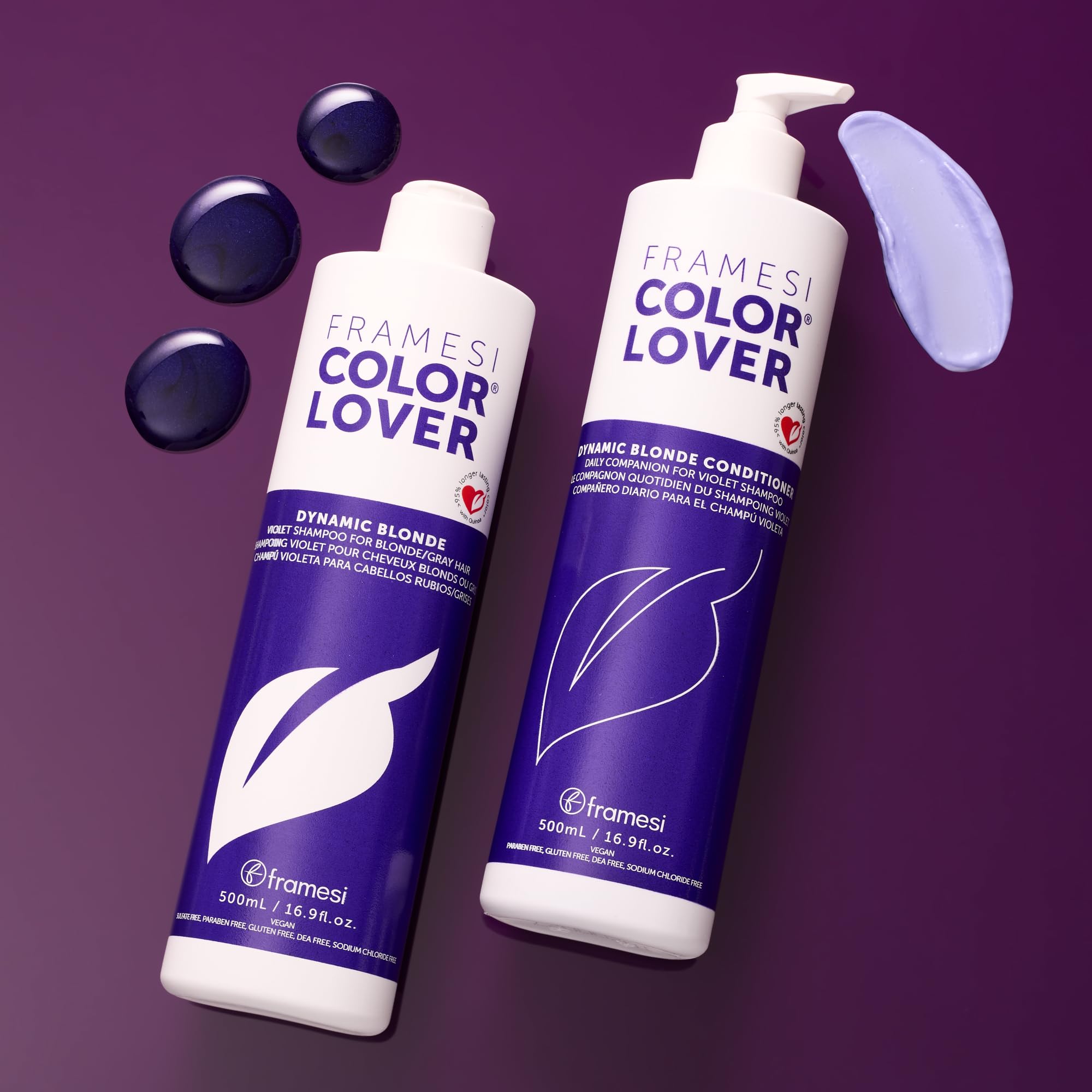 Framesi Color Lover Dynamic Blonde Conditioner, Purple Conditioner, Sulfate Free Conditioner, Color Treated Hair