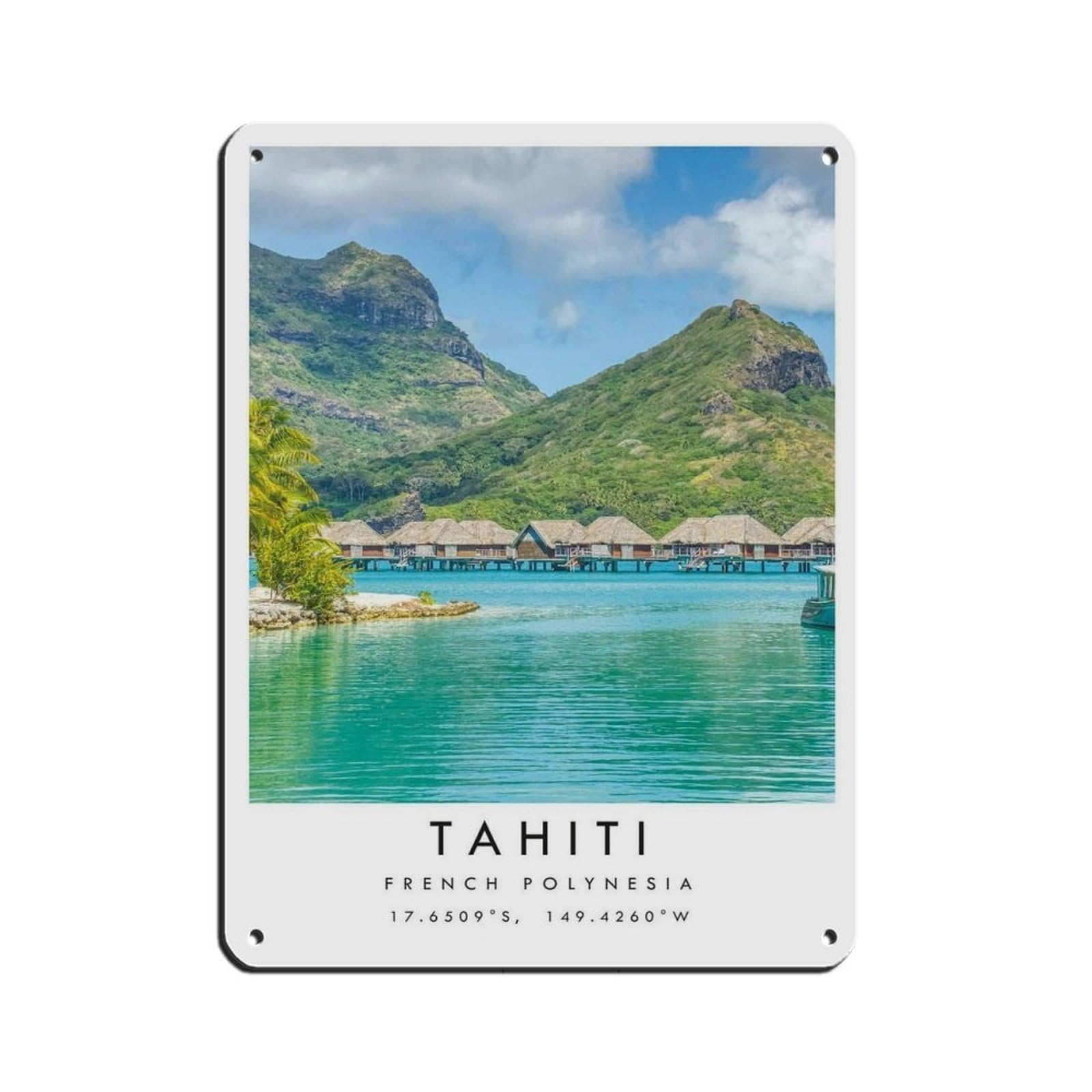 Tahiti Travel, Tahiti Poster Tin Sign Vintage Metal Pub Club Cafe Bar Home Wall Art Decoration Poster Retro 12x16inch(30x40cm)