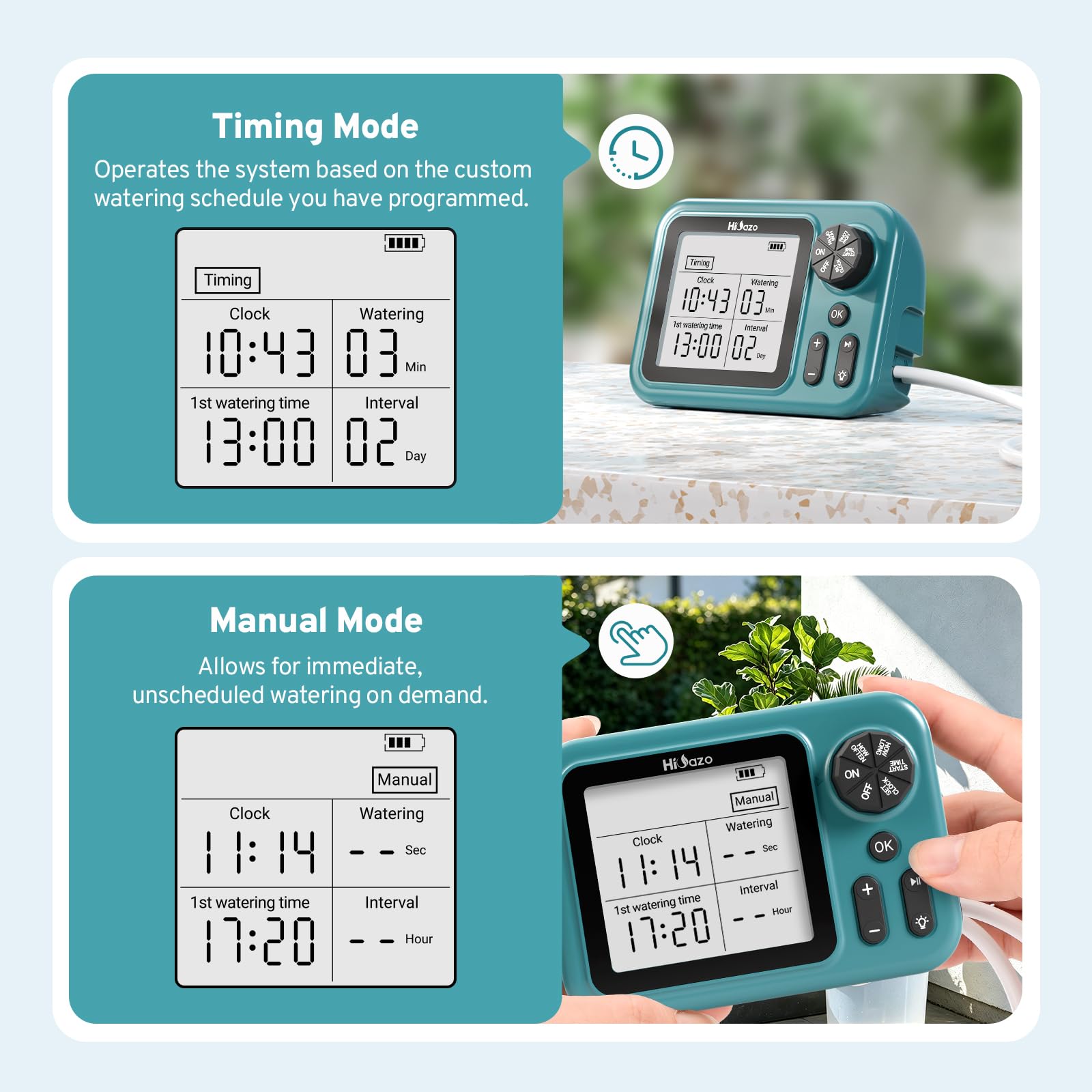 Kit di Irrigazione a Goccia Automatico con Pannello Solare 4W | Pompa 800ml/min per 15 Piante, Batteria 2000mAh, Display LCD 3.5" Programmabile, Valvola Antisifone, per balcone e giardino