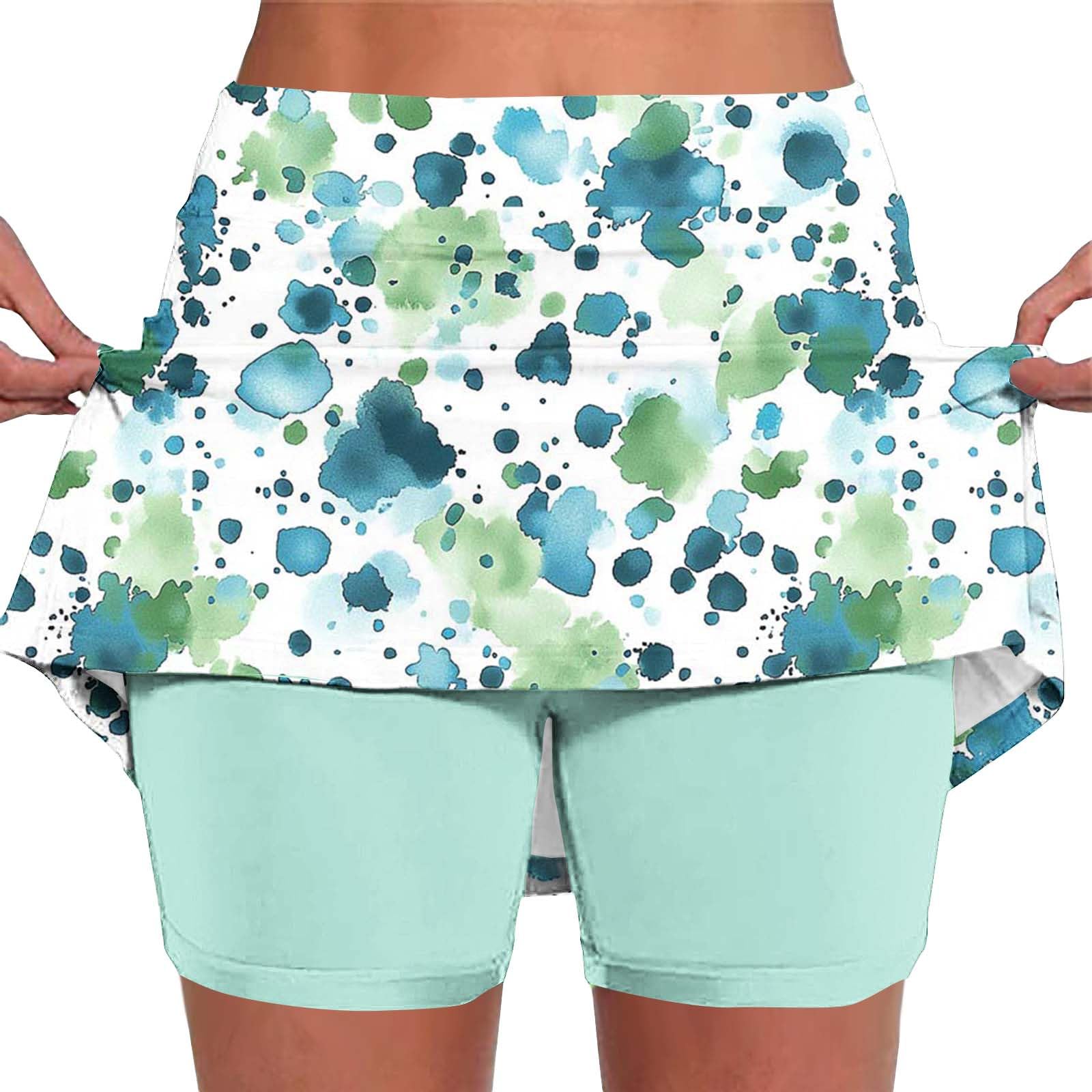 Skorts for Women Plus Size Tummy Control Legging with Skirts Casual High Waist Mini Skirts Athletic Tennis Short — view 20