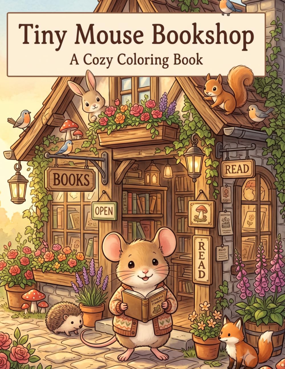 Tiny Mouse Bookshop A Cozy Coloring Book: Adorable Little Mice Living Cozy Storybook Adventures
