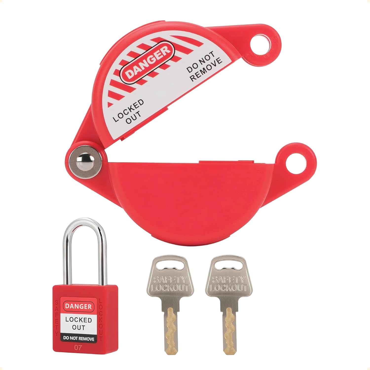 Gate Valve Lockout with Safety Padlock | Hose Bib Lock and Secure Lock Device for Outdoor Faucet Knob/Water Spigot/Propane Tank | 1-2.5 Inch Diameter Valve Handles | 4 Count