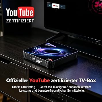 Android TV Box 14.0, YouTube Certified 4K 4GB/32GB RK3539 10/100M Ethernet