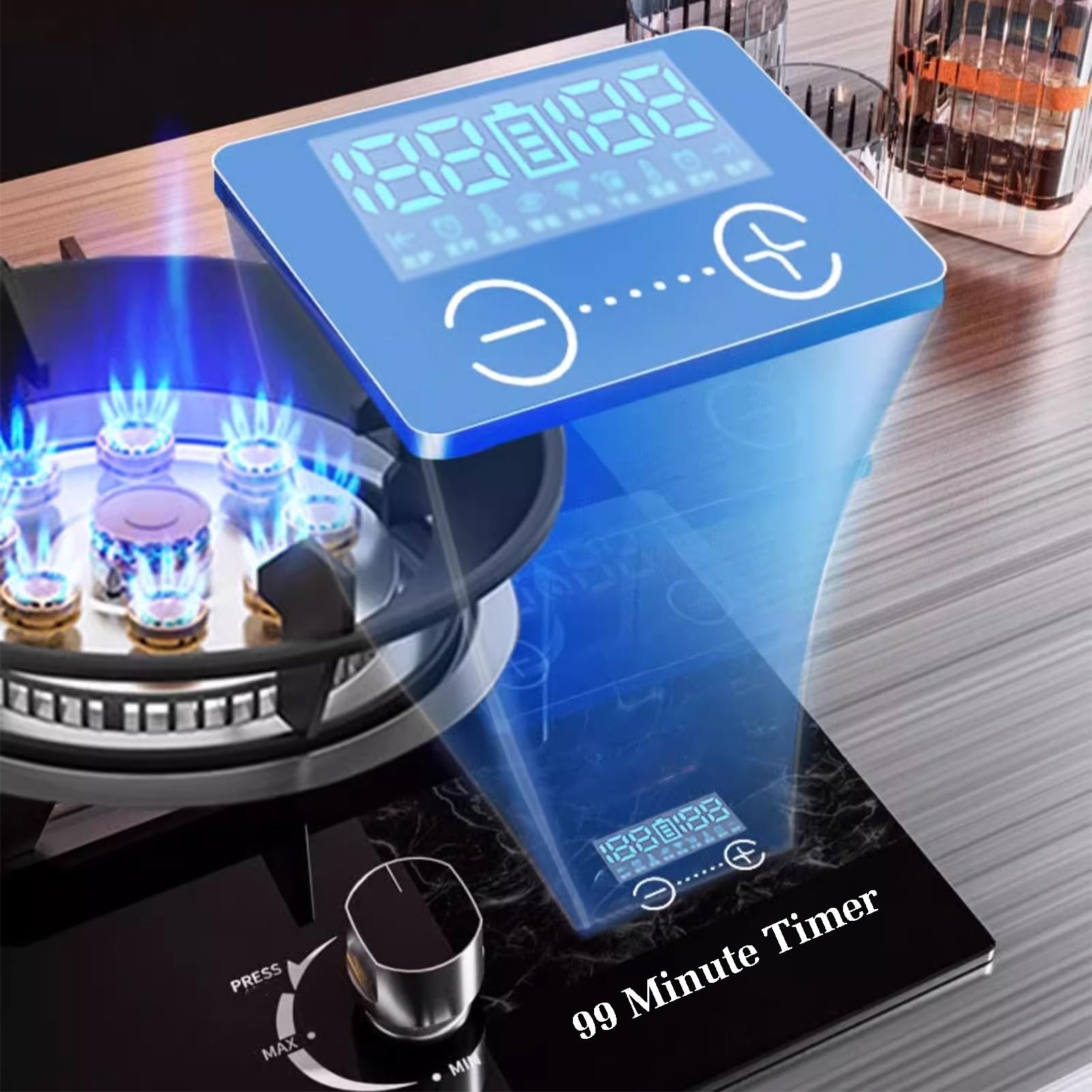 1 Cuisinière À Gaz, Cuisinière De Conversion Gaz Naturel/gaz Liquéfié 5,2 KW,brûleur En Cuivre Moulé En Verre Trempé, Cuisinière À Gaz De Bureau/intégrée Avec Protection Contre Extinction Et Minuterie