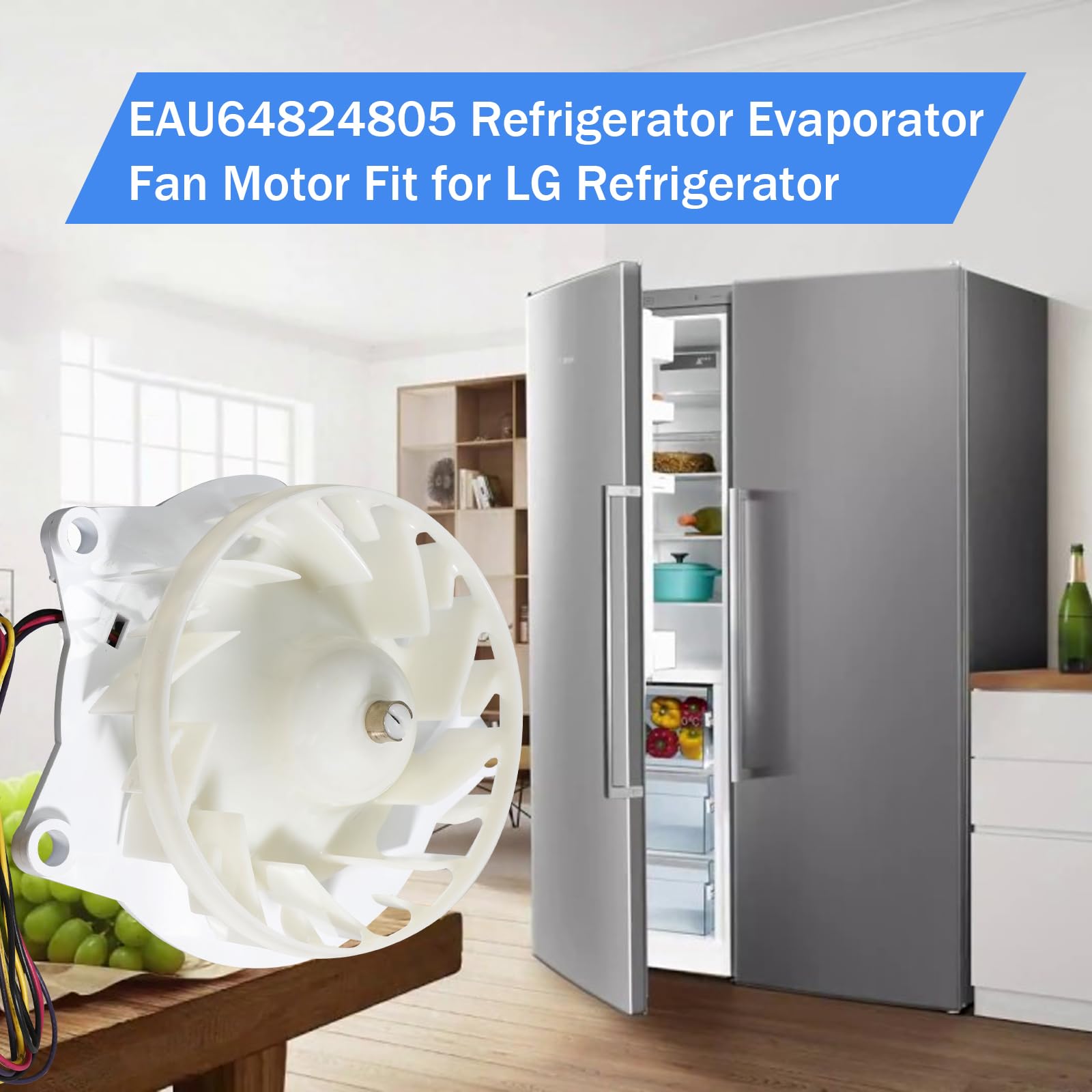 Upgrade EAU64824805 Kühlschrank-Verdampfer-Lüftermotor passend für LG Kühlschrank-Kühlerlüftermotor, ersetzt Z40E12MS1A0-57K06A, 12 V DC 1 A
