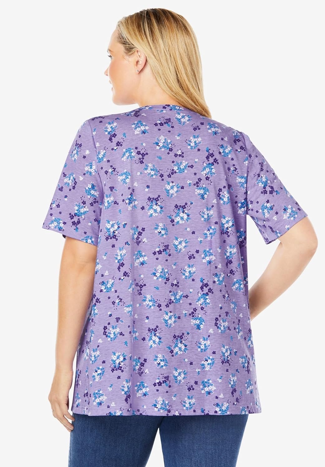 Woman Within Plus Size 7-Day Layer-Look Elbow-Sleeve Tee