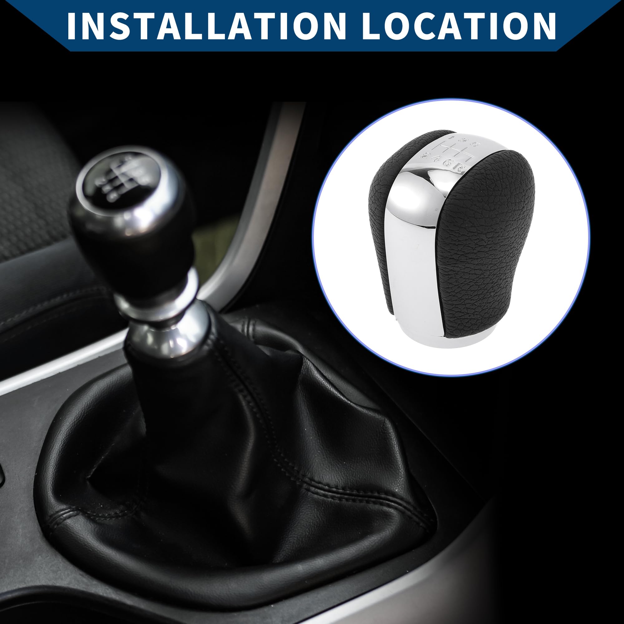 Pomello Del Cambio Manuale 6 Velocità Per Nissan X-Trail 02-07 | Colore: Nero, Cromo Argento. Materiale: Plastica, Similpelle. Quantità: 1 Pz. Design Ergonomico.